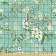 thumbnail image 2 of Ambesonne Flowers Vintage Fabric by the Yard, Retro Floral Art, 5 Yards, Almond Green Eggshell, 2 of 5