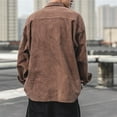 thumbnail image 4 of Wyobmus Mens Corduroy Button Down Shirt with Flap Pocket Casual Western Retro Long Sleeve Lapel Shacket Jacket Fall Fashion Clothes A-Brown, 4 of 4