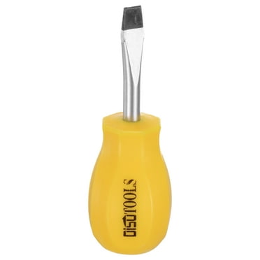 Uxcell SL6 Short Tip Slotted Screwdriver Stubby Magnetic Flat Head Screwdrivers CR-V Small Pocket Screwdriver, Yellow