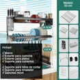 thumbnail image 3 of Escurridor para trastes de acero con dos niveles, espacio para organizar platos, cuchillos y utensilios, ganchos resistentes para colgar palas, ahorrador de espacio. 85 cm ideal para 2 tinas Brandtrendy Escurridor Doble 85, 3 of 6