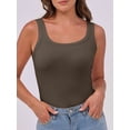 thumbnail image 4 of Womens Sleeveless Scoop Neck Tank Top Ribbed Fitted Summer Basic Slim Cute Tops Brown XXL, 4 of 8