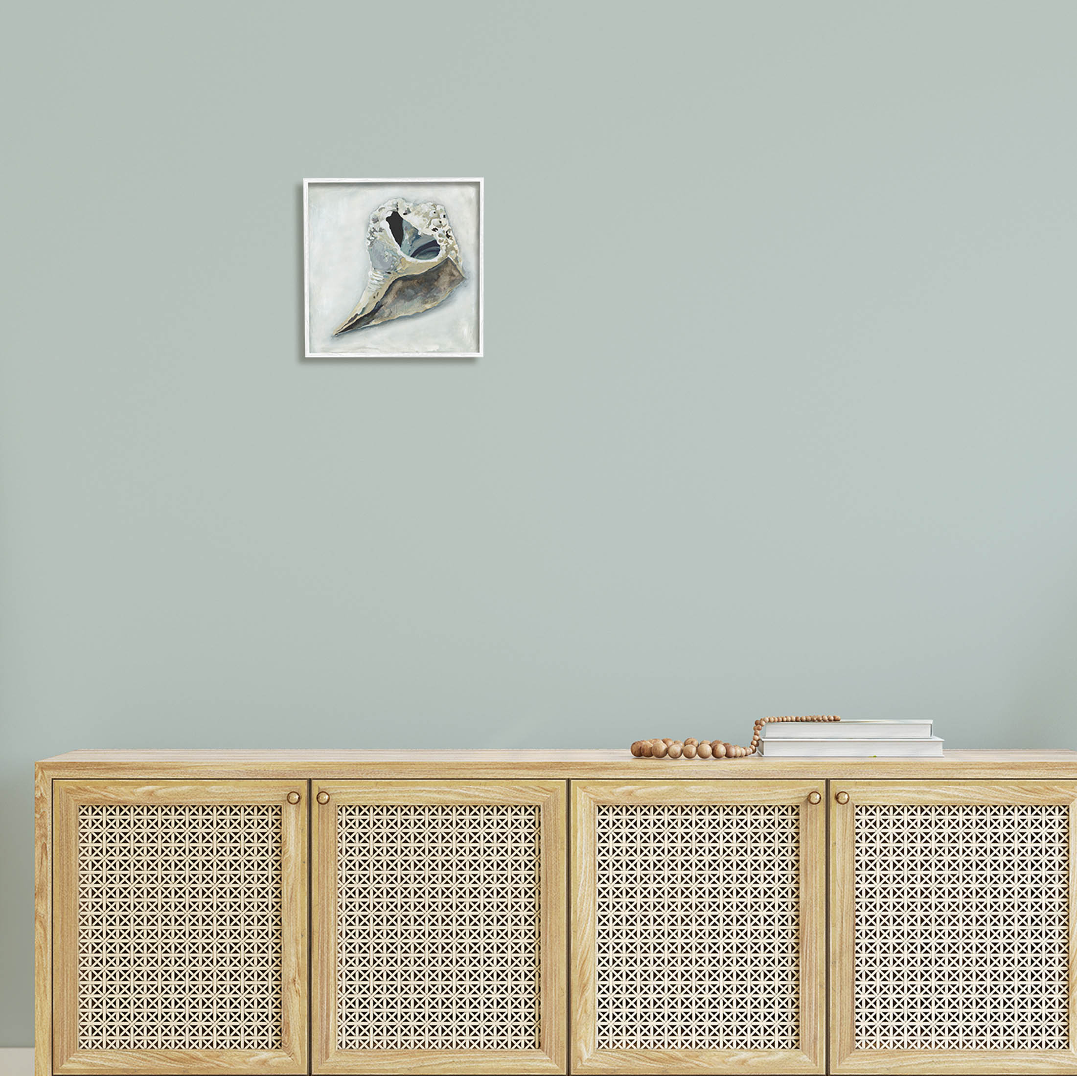 Stupell Industries Nautical Conch Seashell Painting White Framed Art Print Wall Art, Design by Erica Christopher