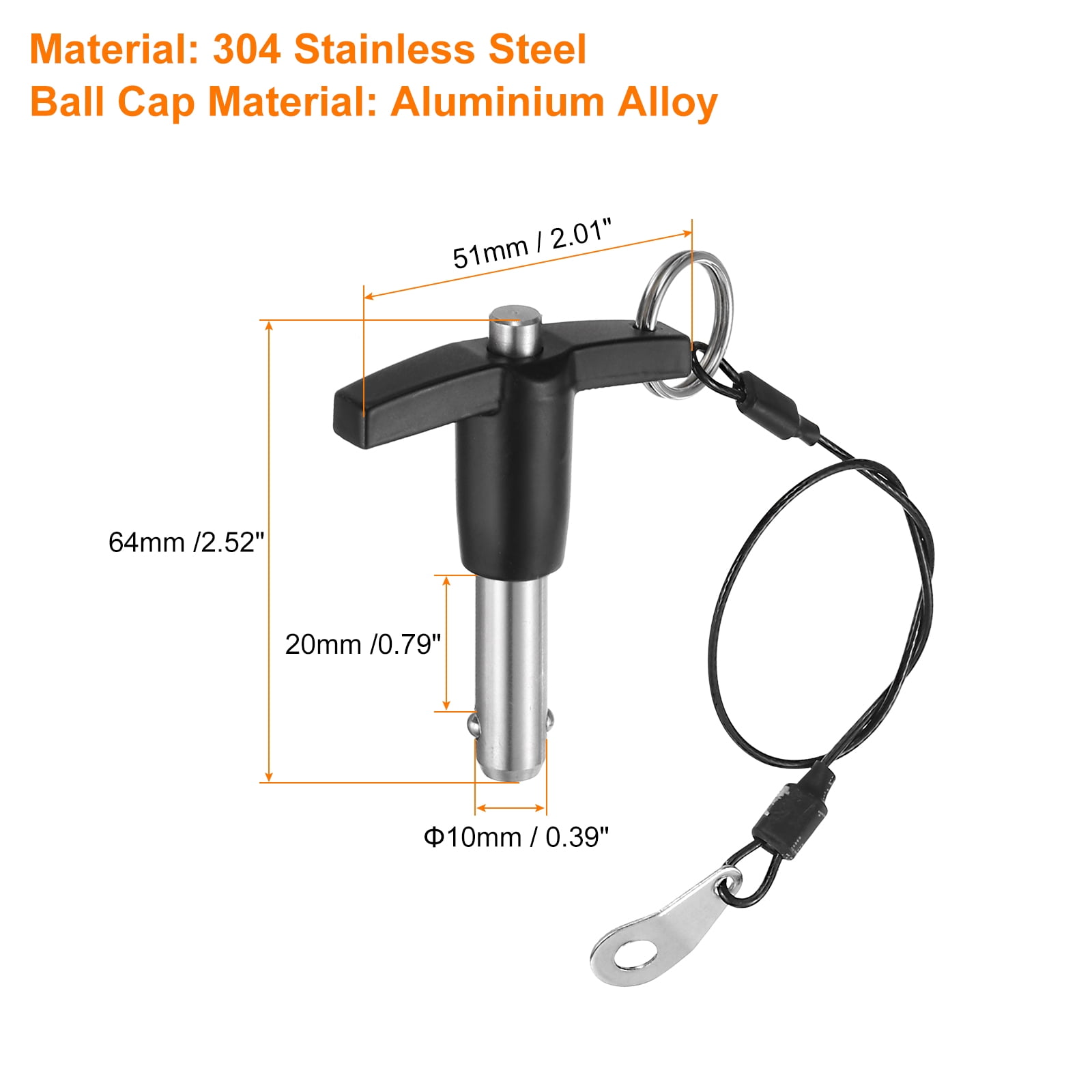 Uxcell 4Pack T Handle Lock Pins, 10mm x 20mm Usage Length Stainless Steel Push-Button Quick Release Pin