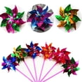 thumbnail image 1 of Beautiful Home Party Decoration Outdoor Toy Creative Windmill Self-assembly Colorful Flower Wind Whirl Pinwheel Windmill Toy Plastic Thin Windmill Spinner Pinwheel 10 PC, 1 of 8
