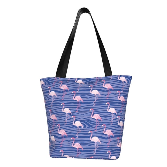 Lsque Flamingo Pattern Beach Tote,Shoulder Handbag,Spacious Tote Bag,Lightweight Travel Bag,Versatile Shopping Bag