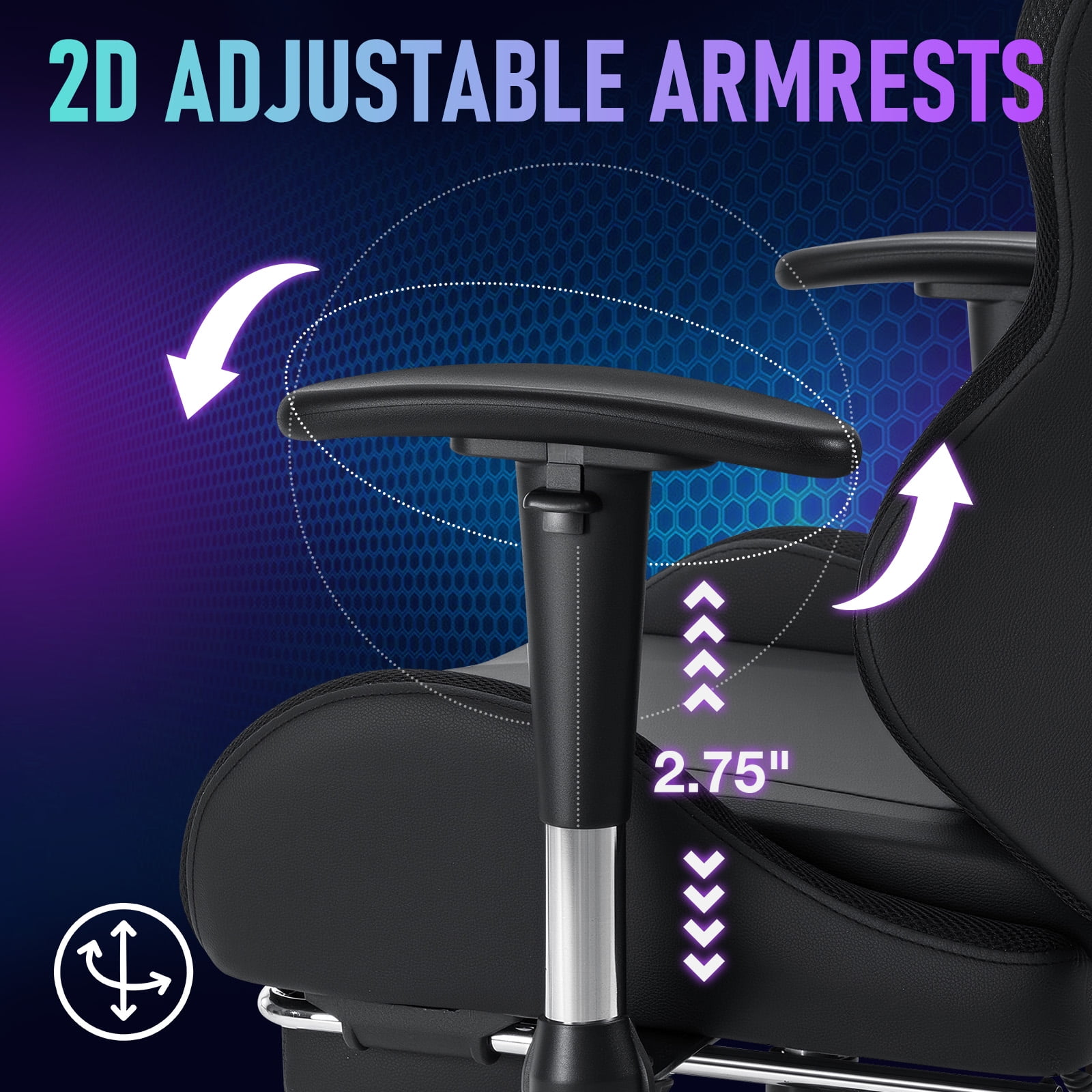 Hoffree LED Gaming Chair for Kids 8-14 Gaming Chairs for Teens with Adjustable Headrest and Lumbar Support Ergonomic PU Leather Kids Gaming Chair with Led Lights