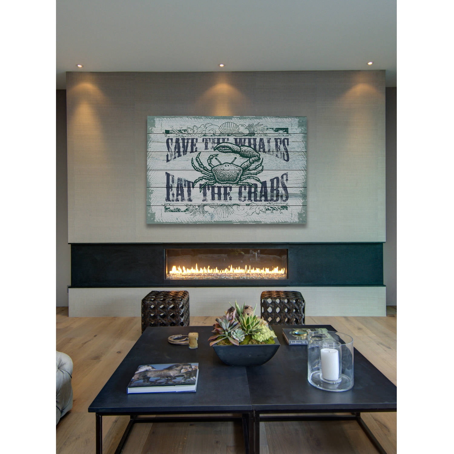 Marmont Hill "Save Whales" Painting Print on White Wood