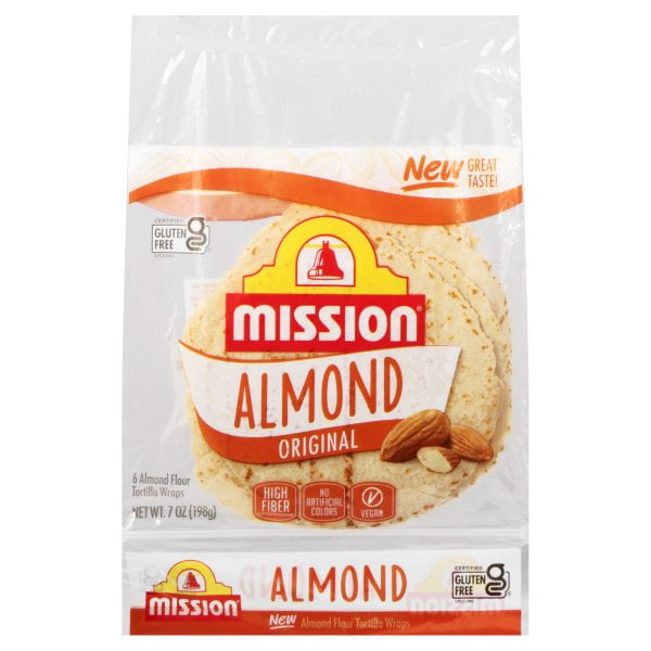 Mission Almond Flour 7" Tortilla Wraps Gluten Free, High Fiber, 7oz