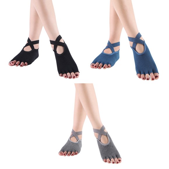Hylaea Yoga Socks for Women with Grip & Non Slip Toeless Half Toe Socks for Ballet Pilates Barre Dance