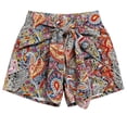 thumbnail image 4 of Shorts for Women Bohemian Front Tie Waist Short Relaxed High Rise Summer Casual Shorts for Everyday Wear Comfortable Elastic Waist Beach Ready Red M, 4 of 4