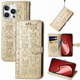 thumbnail image 3 of Funda Cartera FOXDOCK para iPhone 16 Pro Max , Flip PU con Relieve de Gatos y Perros, Tarjetero y Soporte, 3 of 6