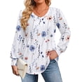 thumbnail image 3 of Zeagoo Womens Plus Size Tops Puff Long Sleeve T-Shirts Pleated V Neck Tunics Fall Dressy Casual Loose Blouse, 3 of 5