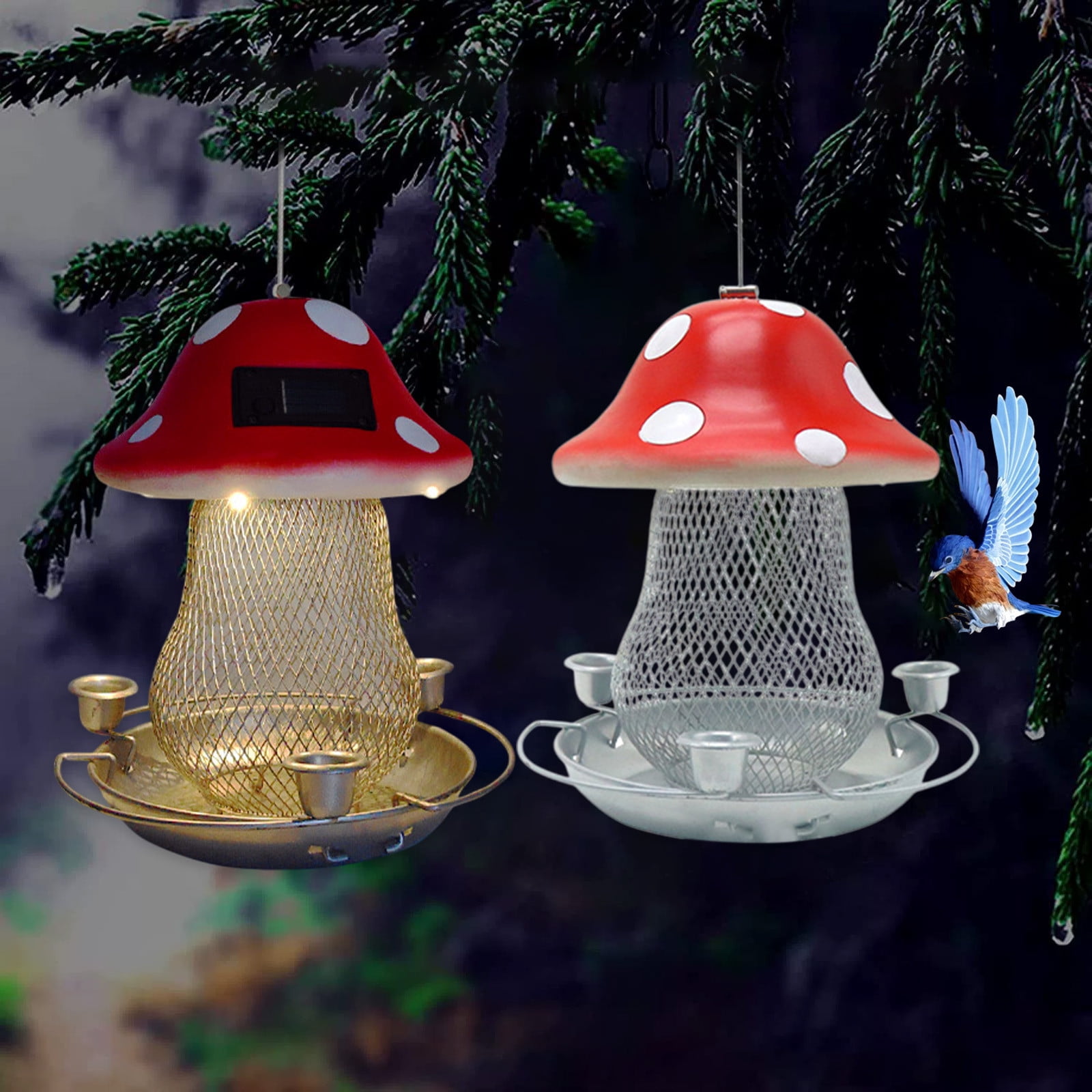 sruoe Hummingbird Feeder, Hanging Hummingbird Feeder Outdoor, Small Hummingbird Feeders, Ant Moat Perch Decor Bird Feeders for Garden Patio Window Backyard, Iron