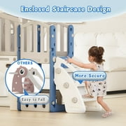 XJD 8 in 1 Toddler Slide Set, Kids Slide for Toddlers, Toddler Climber Slide PlaySet with Basketball Hoop,Outdoor Indoor Playground for Toddlers, Blue