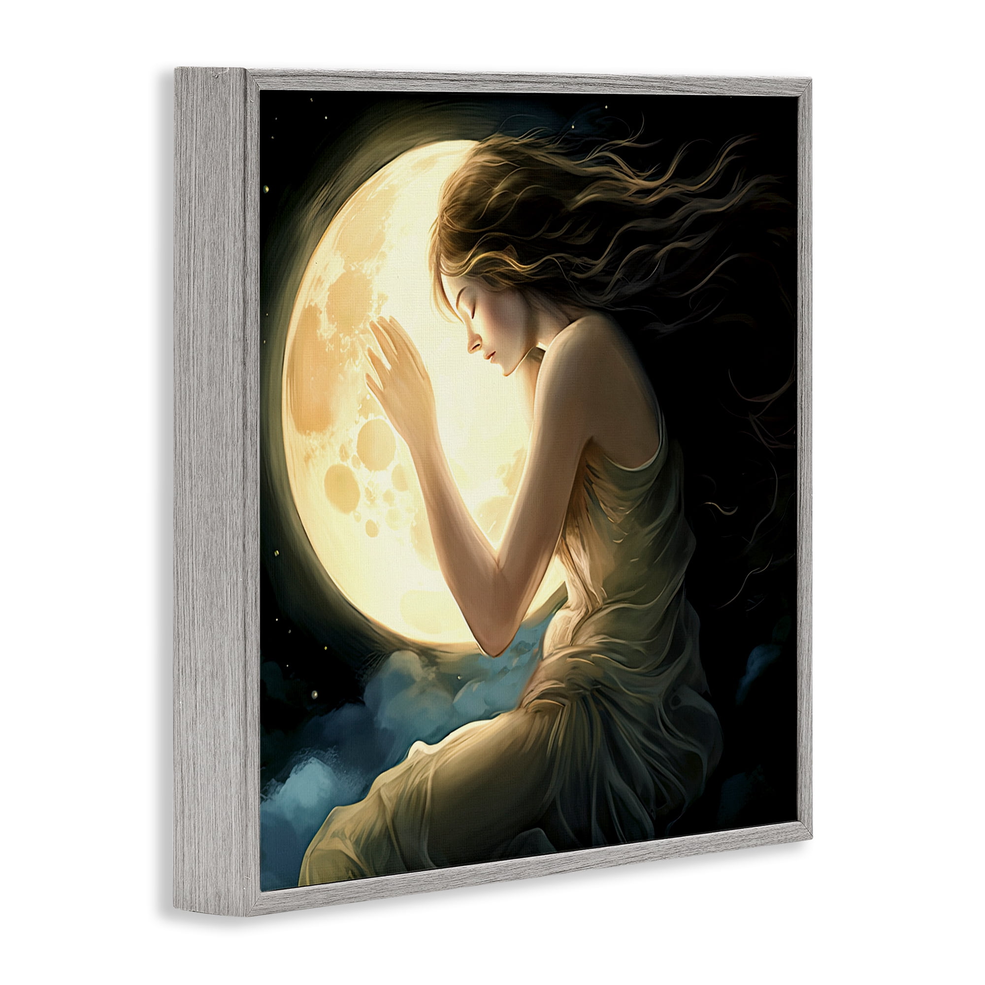 Ethereal Moon Love Gray Framed Giclee Art, design by Sasha