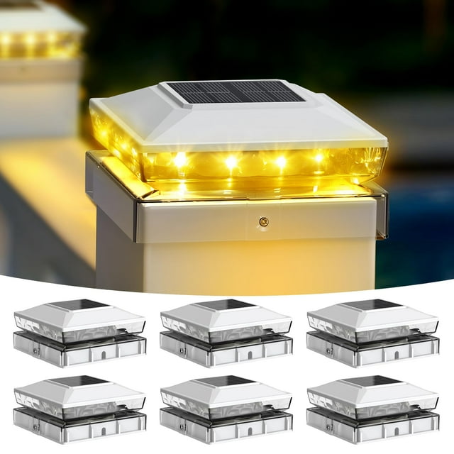 Luces solares tipo poste KEILAIMO, paquete de 6 unidades, IP65, luz blanca cálida