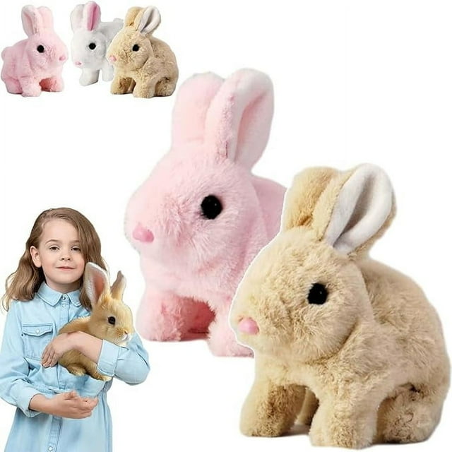 HLONK Bunby - Mon Lapin Réaliste Peut Marcher et Parler Bunby Mon Lapin Réaliste Bonheur Lapin en Peluche de Pâques Interactif Robot Lapin Réaliste (Rose)