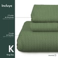 thumbnail image 3 of Dreamlab Funda de Edredón Tela Waffle. Funda para Duvet con Textura Suave y Transpirable, para Cualquier Temporada. Hipoalergénica. 3 Piezas, Tamaño King Size, Verde Seco, 3 of 10