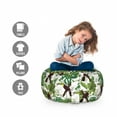 thumbnail image 2 of Botanical Storage Toy Bag Chair, Colorful Illustrations of Toucans Tropical Leaves Orchids Jungle, Stuffed Animal Organizer Washable Bag, Large Size, Olive Green Brown Yellow, by Ambesonne, 2 of 3