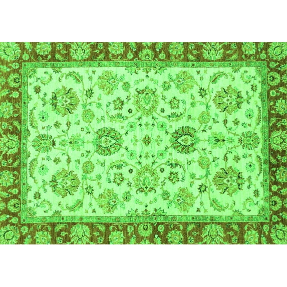 Ahgly Company Indoor Rectangle Oriental Green Modern Area Rugs, 8' x 10'