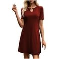 thumbnail image 2 of Fankiway Robe Décontractée à Manches Courtes et Col Rond pour Femmes, Robes Midi pour Femmes Courbées, Robes de Printemps pour Femmes 6891, 2 of 5