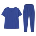 thumbnail image 2 of BiZtdJrK Jogger Scrubs for Women V Neck Short Sleeve Scrubs Tops and Cargo Pants 2 Piece Sets Medical Nursing Workwear with Pockets Birthday Gift Blue XXL, 2 of 5