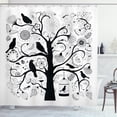 thumbnail image 1 of Ambesonne Black White Shower Curtain, Tree Flowers Birds, 69"Wx75"L, Black and White, 1 of 3