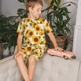 thumbnail image 4 of Fotbe Modern Elegant Sunflower Pijama Estampada de 2 Piezas para Niños – Ropa de Dormir de Manga Corta Cómoda para Niños y Niñas, Camiseta y Shorts de Algodón-Medium, 4 of 6