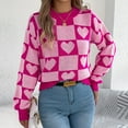 thumbnail image 6 of Itsame Women Pullover Sweaters Loose Crew Neck Sweater Long Sleeve Sweatertop Pink Size L, 6 of 8