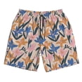 thumbnail image 3 of Uemuo Lilies Flowers Pattern Men's Swim Trunks Hawaiian Beach Bathing Suit Swimsuits Beach Quick-Dry Shorts with Pockets-, 3 of 9