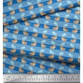 thumbnail image 3 of Soimoi Blue Georgette Viscose Fabric Stripe,Hippo & Bear Cartoon Print Sewing Fabric Yard 42 Inch Wide, 3 of 3