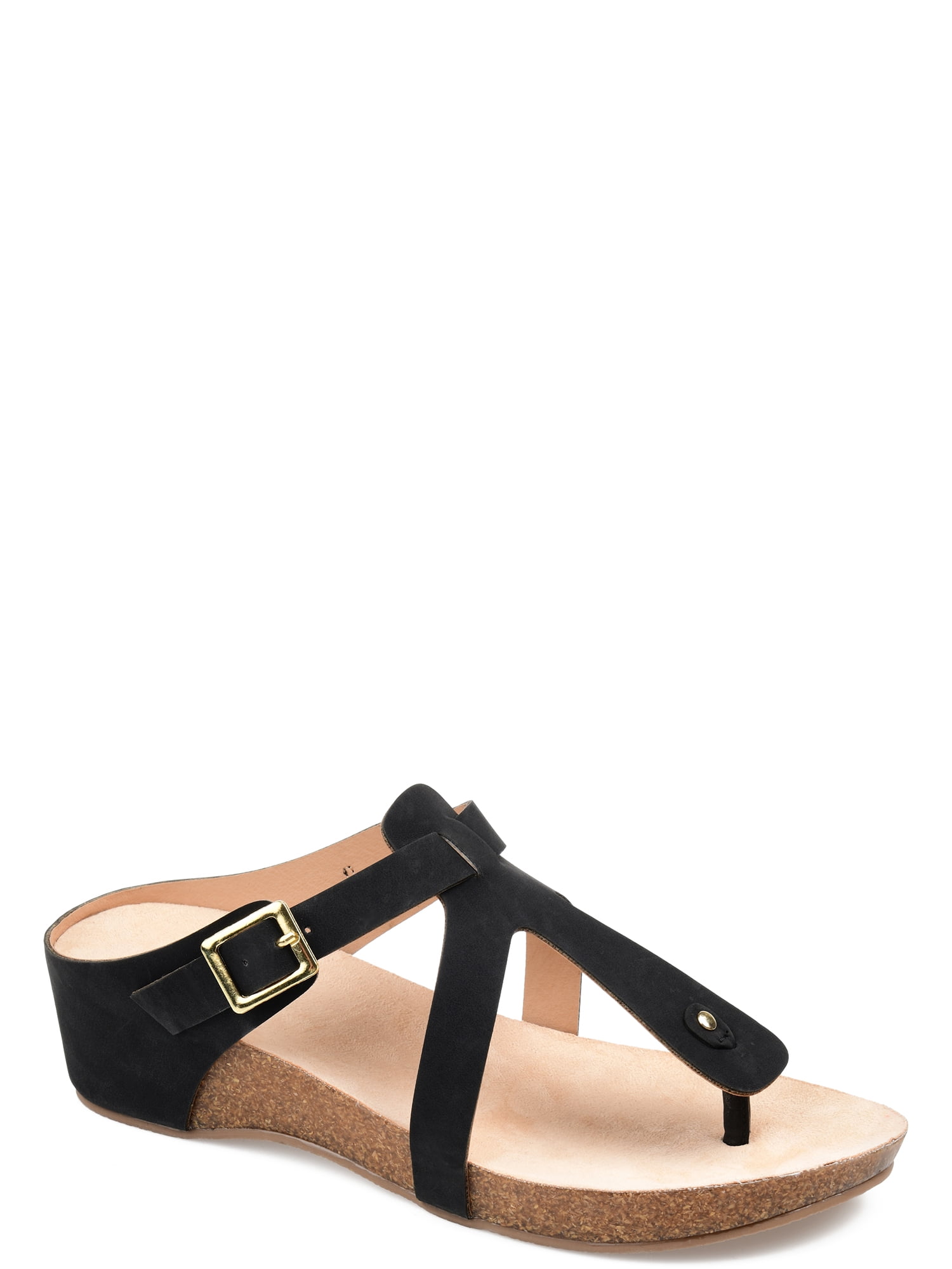 Brinley Co. Womens T-strap Wedge Sandal - Walmart.com