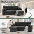 thumbnail image 4 of Muumblus 82" Convertible Sectional Sofa Bed with Cup Holders, Storage Chaise, L-Shaped Sofa Sleeper Couch Bed for Living Room, Gray Polyester, 4 of 6