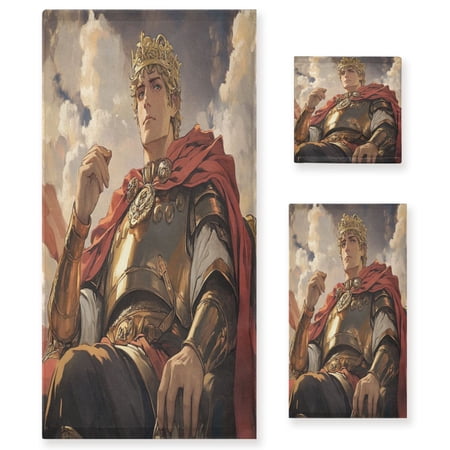 WOBOGO Vanquished King Ultra Soft 3 Pack Cotton Towel Set Includes 60 x 30in Bath Towel 28 x 16in Face Towel and 13 x 13in Small Square Towel for Everyday Use Lightweight and Compact
