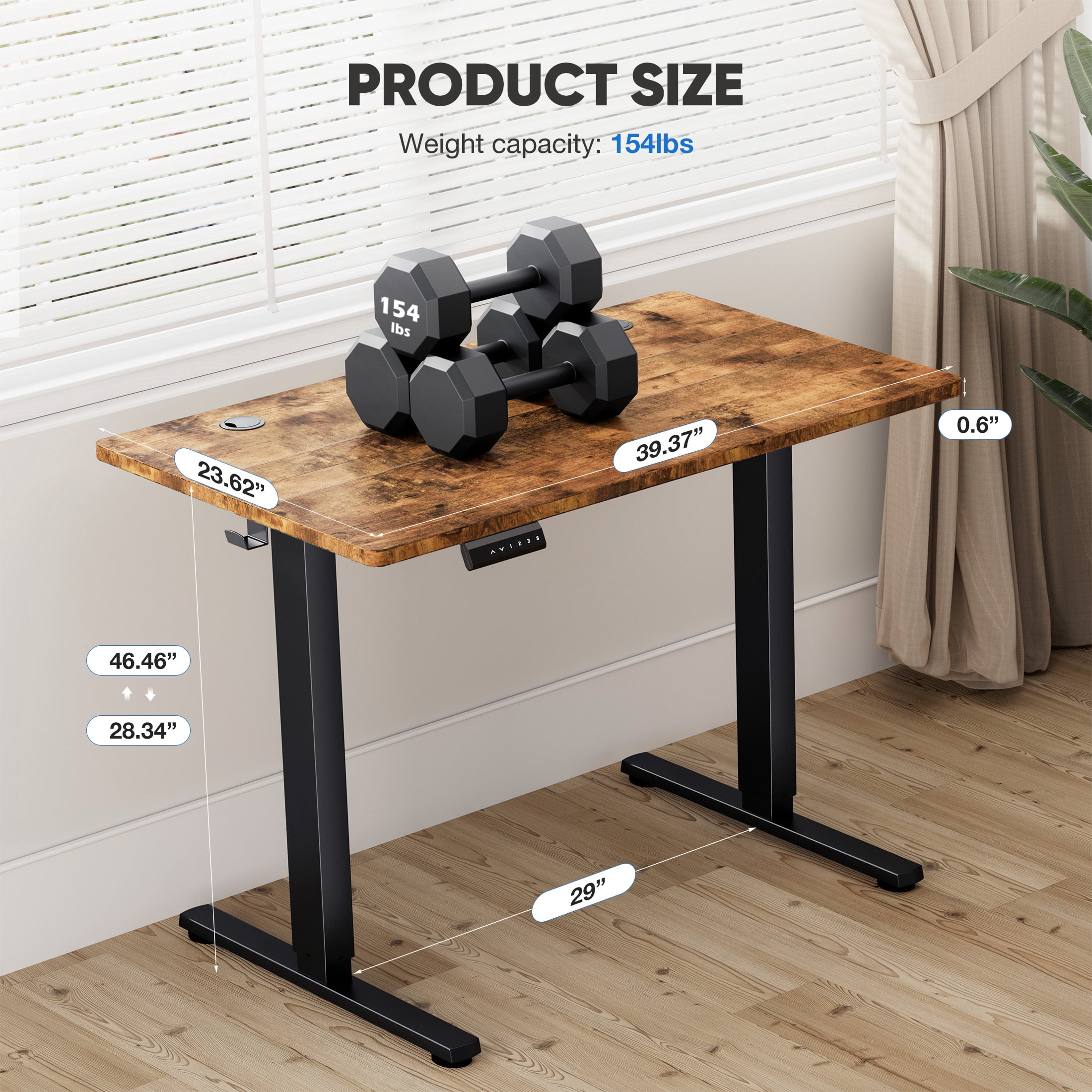 edx Electric Standing Desk, Height Adjustable Desk, 40 x 24 Inches Ergonomic Stand up Desk