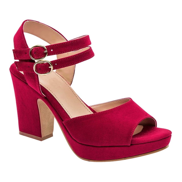 Sandalia con Tacón Exterior Sintético Color Rojo RBCOLLECTION 90409
