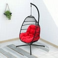 thumbnail image 2 of Abble Wicker Hanging Chair Cushion and Stand - Red/Black, 2 of 5