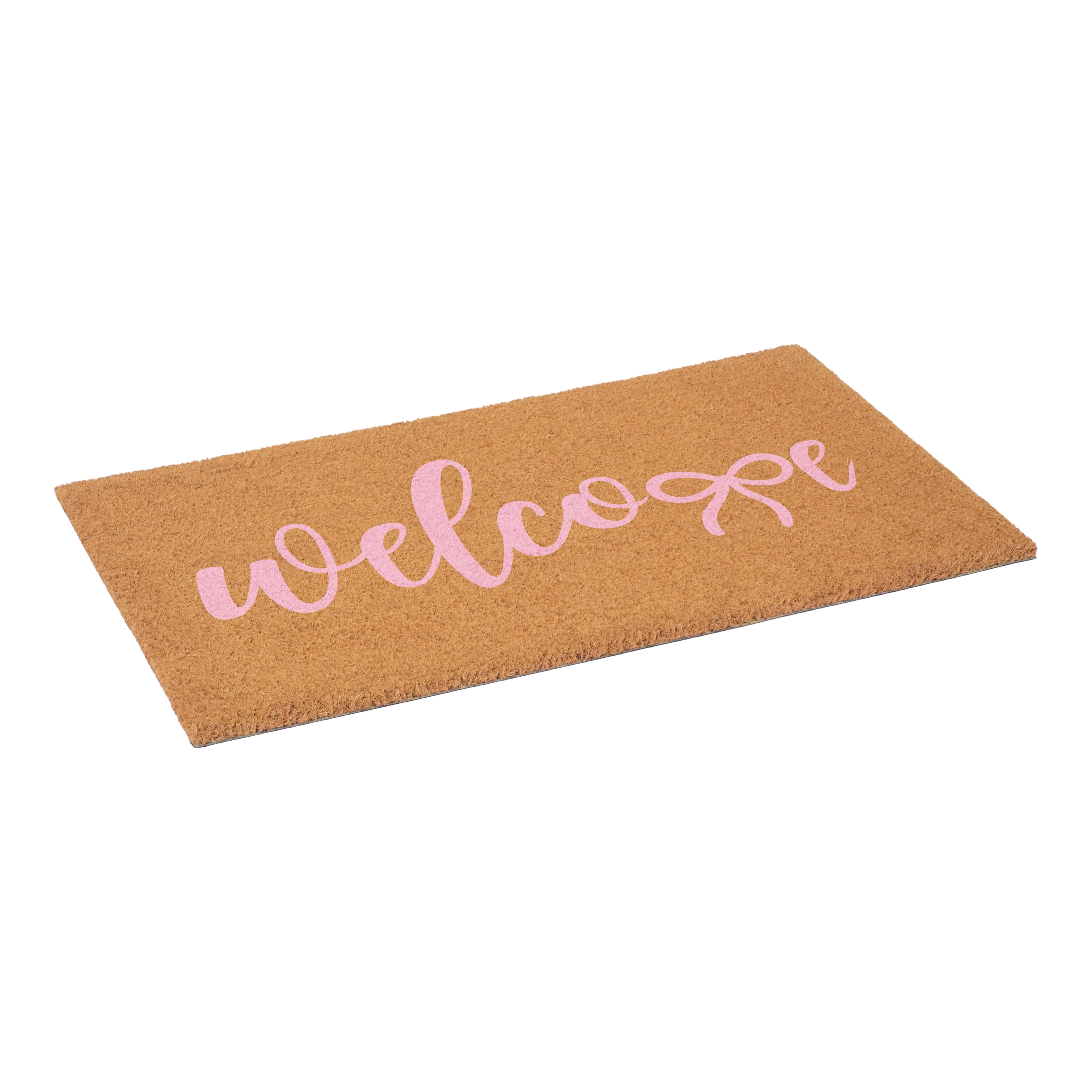 Pink Welcome Bow Doormat, 24" x 36"