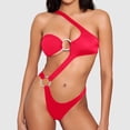 thumbnail image 5 of Conjunto de Bikini Floral 3D para mujer, bañador Sexy con un hombro recortado, traje de baño verde neón con realce, traje de baño de cintura alta para playa 2024, 5 of 5