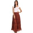 thumbnail image 5 of Sakkas Lace and Ribbon Peasant Boho Skirt - Brown - One Size, 5 of 5