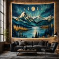 thumbnail image 5 of Moon Phases Over Reflective Lake with Evergreen Forest, Mystical Celestial Style for Nature Lovers, Mountain Moon Wall Art, Housewarming Gift Tapestry Wall Hanging for Bedroom and Living Room, 5 of 6