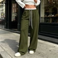 thumbnail image 4 of Gytharion Women's Lace Trim Sweatpants Solid Color Straight Leg Loose Casual Track Pants with Pockets Drawstring Elastic High Waist Joggers, 4 of 7