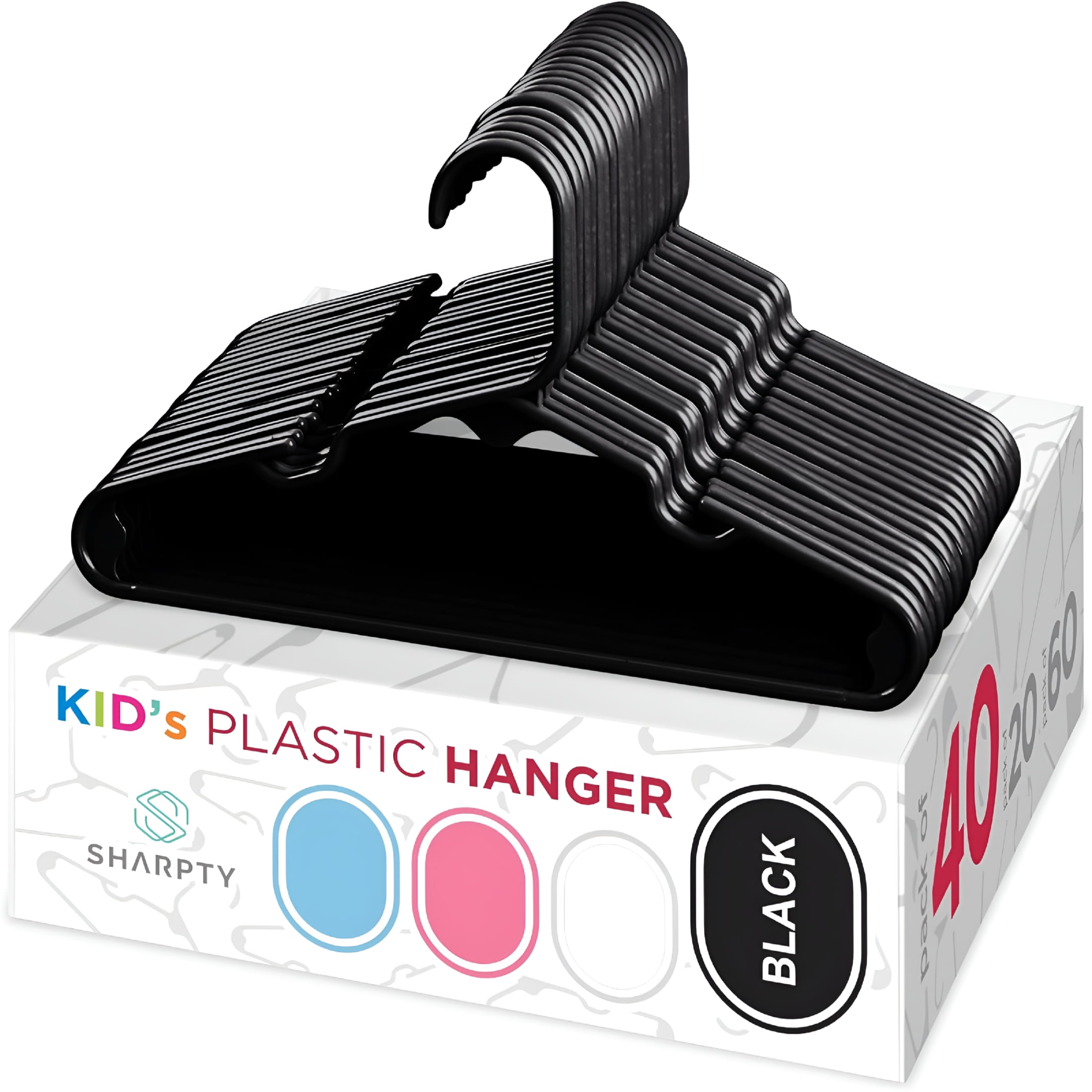 XIBUFE Kids Plastic Hangers,Children'S Hangers for Baby,Toddler,And Child Clothes-Everyday Standard Use-Ideal for Boys and Girls Closet,Clothing,Pants,Coats,And More-White,20 Pack