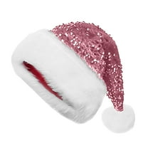 HCTSHG Sequin Santa Hat for Adults with Shiny Sequin and Fluffy Pompom, Party Hat for New Year Xmas Festiva