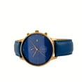 thumbnail image 3 of Alfred Sung Men's Dual Time Rose Gold Date Blue Dial Leather Watch, 3 of 5