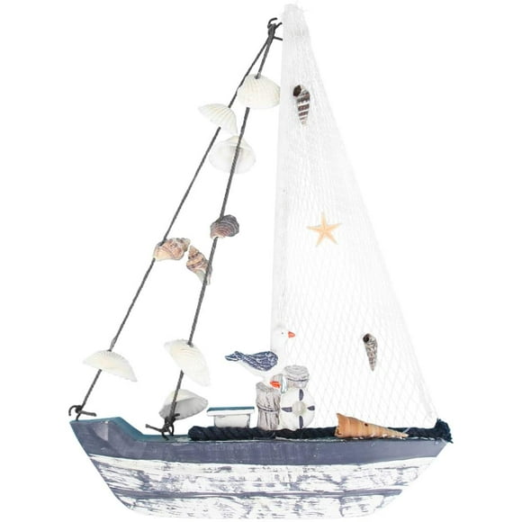 Sailboat Model Decoration Wooden Miniature Sailing Boat Sailboat Model Handmade Vintage Nautical Sail Ship Coastal Marine Tabletop Ornaments for Dollhouse Home Decor