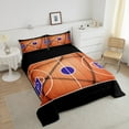 thumbnail image 3 of Erosebridal Basketball Comforter Set Gaming Sports Comforter Ball Games Bedding Set Queen Size Gift for Basketball Lover Orange Black Duvet Set3Pcs, 3 of 6