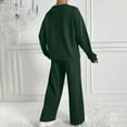 thumbnail image 4 of AINIYS Women 2 Piece Outfits Fall Sweatsuits Solid Color Crewneck Sweatshirt Wide Leg Sweatpants Trendy Loungewear Sets Tracksuit Green L, 4 of 9