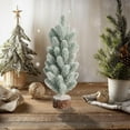 thumbnail image 4 of Snow Tabletop Christmas Trees, Flocked Artificial Mini Pine Trees with Wood Stand for Xmas Holiday Table Centerpiece Decor, 4 of 6