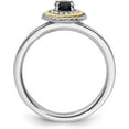 thumbnail image 2 of Solid Sterling Silver & 14k Two-Tone Gold Stackable Expressions Created Sapphire Ring - Ring Size 9.0, 2 of 8